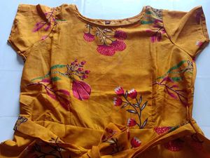 Mustard Floral Print Dress