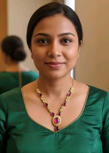 Green &amp; pink  Gold Necklace set of 2