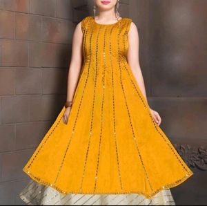 Wonderful Golden Yellow Gown For Girls