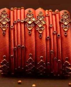 Designed Bangles With Fitting Kundans