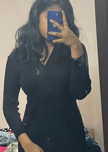 Black Knit Mini Dress