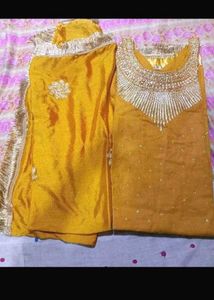 Yellow Dress suit and salwar with heavy dupatta