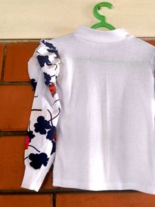 Stylish White Floral Sleeve Top