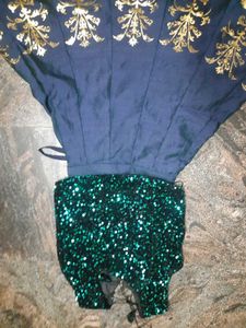 Elegant Blue &amp; Gold Lehenga Choli