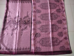 New Full Pink Satin Saree
