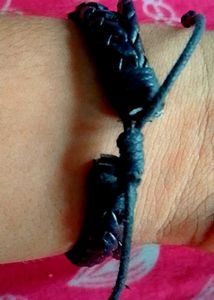 Black Leather Bracelet (Adjustable)