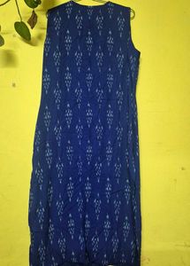 Blue Ikat Print Sleeveless Top