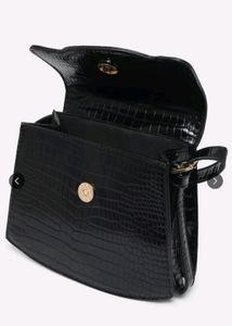 Twenty Dresses Black Structured Sling Bag..