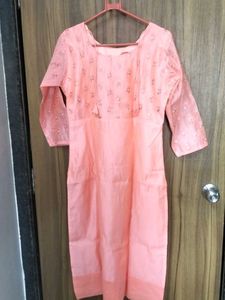 Peach Embroidered Kurti