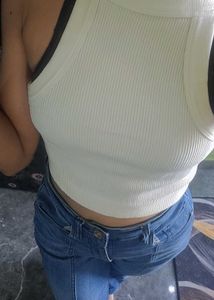 White Ribbed Tank Top