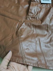 Sassafras Brown Faux Leather Mini Skirt