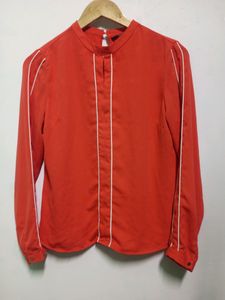 Allen Solly Orange Top With White Strips Women