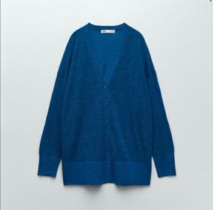 Zara Navy Blue Alpaca Wool Cardigan Size - S to m