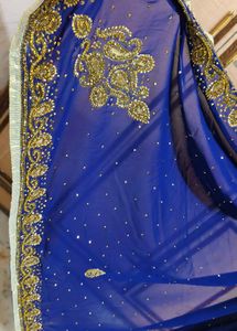 Elegant Blue daimond work Saree 🔥