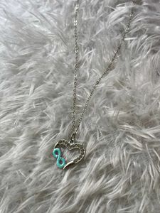 Sparkling Heart &amp; Infinity Silver Tone Necklace