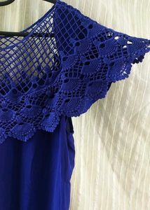 Elegant Blue Crochet Dress