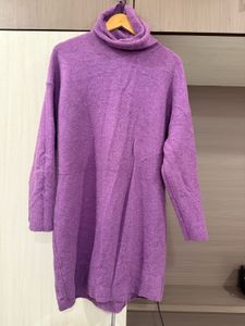 Purple Turtleneck Sweater Dress