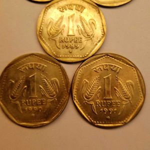 Rare 1987 To 1991 One Rupee Hyderabad Mint Set