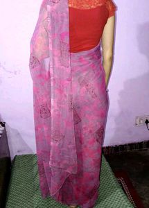 Pink Printed Saree