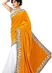 Elegant Black &amp; White Saree