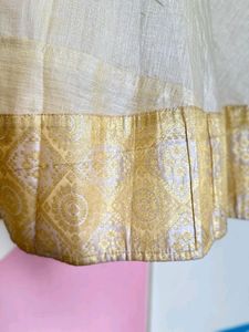 Cream Lehenga With Pink Thread And Sequin Kurti