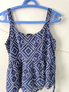 Sleeveless Bandhani Print Peplum Top