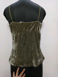 Olive Velvet Cami Top