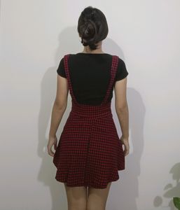 Women Red &amp; BlackCheckered Skirt Dress #shein #urbanic #berrylush #skirt #dress #wine