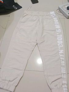 Beige Graphic Print Joggers