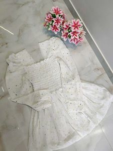 White Starry Peplum Top