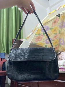 Black Croc Shoulder Bag