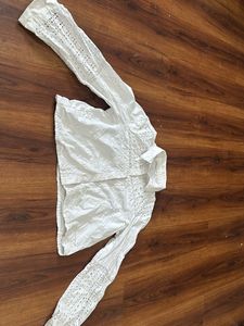 Zara cotton pure white crop shirt