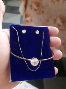 Dainty Jewellery Set, Earrings, Chain and Bangle
