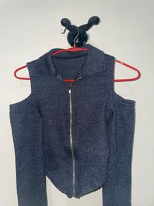 Cold Shoulder Zipper Top