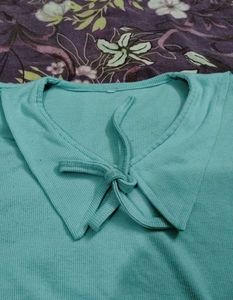 Light Blue Tie-Front Cropped Sweater