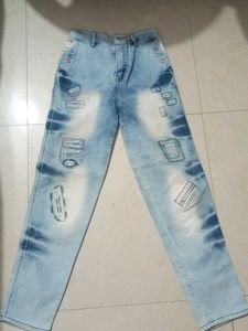 Distressed Patchwork Denim Jeans