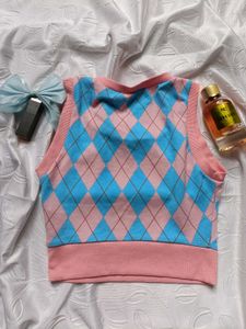 Shein Argyle Cropped Tank Top