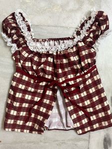Red Plaid Ruffle Top