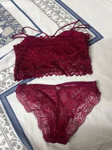 Burgundy Lace Lingerie Set