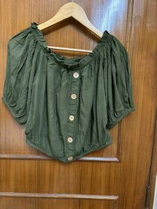 Olive Green Off-Shoulder Top