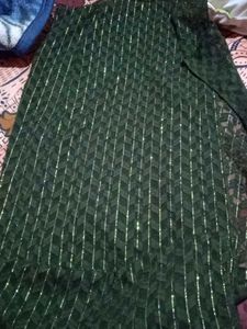 Green Scarf with Silver Stripes