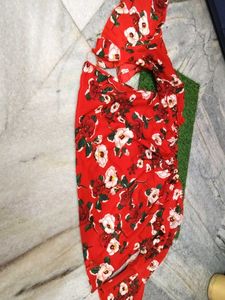 Red Floral Print Blouse
