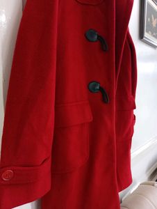 Red Wool Blend Duffle Coat