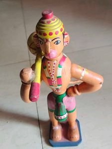Wooden Hindu God Hanuman Figurine