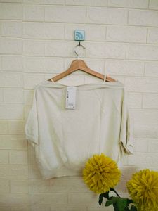 Off-Shoulder White Knit Top