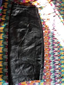 Camel Leather Skirt/Korean