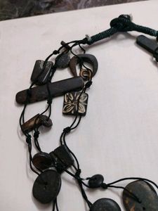 Neckpiece With Wooden Pieces Brown Color