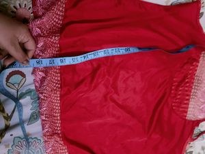 3 Piece Red Satin Night Suit Set In L Size