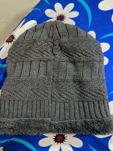 Gray Knitted Beanie Hat