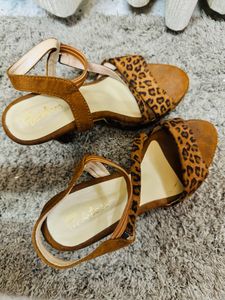 Brown Printed Heels